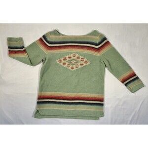 90s Ralph Lauren Southwestern Knit Sweater Cotton Linen Sage Green women size M